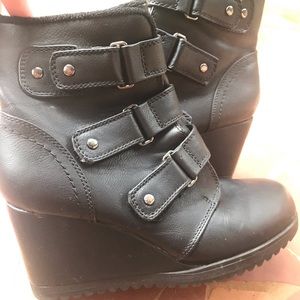 Combat Boots Wedge Heel